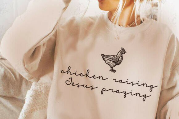 Chicken Raising Jesus Praying Png: Graphics & T-Shirt Designs