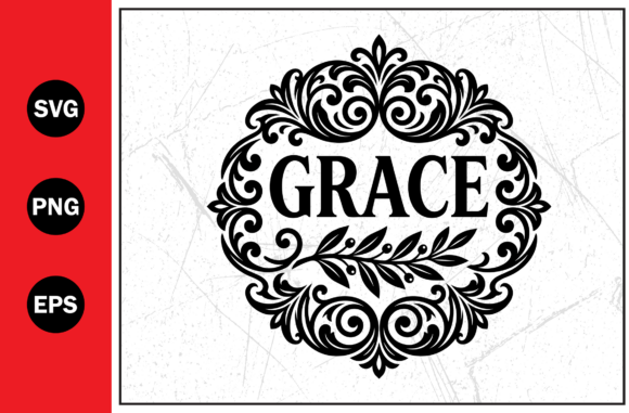 Grace Christian Decorative Leaf SVG for T-Shirt Designs & Graphics