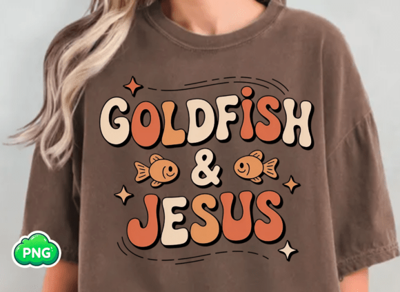 Retro Christian Goldfish and Jesus Png Graphics